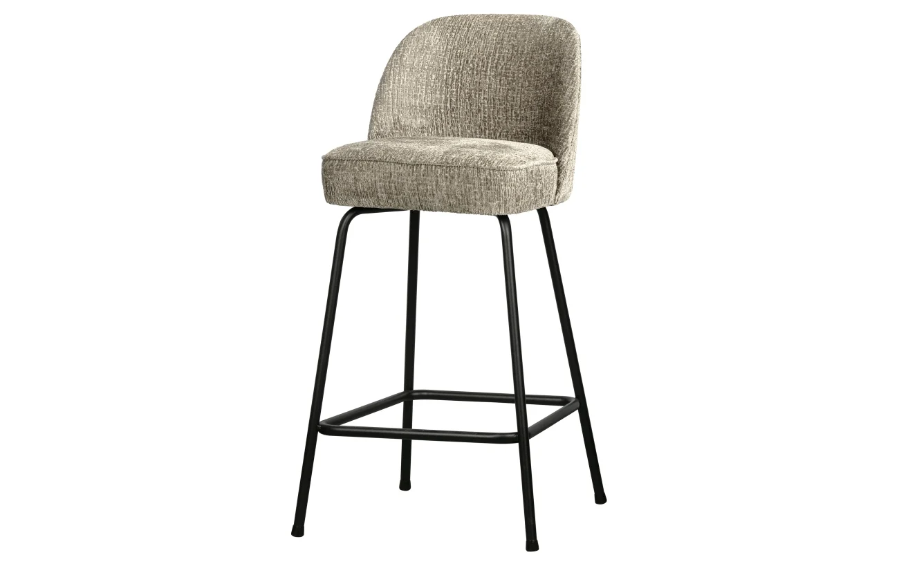 Barhocker Vogue aus Struktursamt, moderner Komfort, Beige Wheatfield, Metallgestell schwarz - Woood