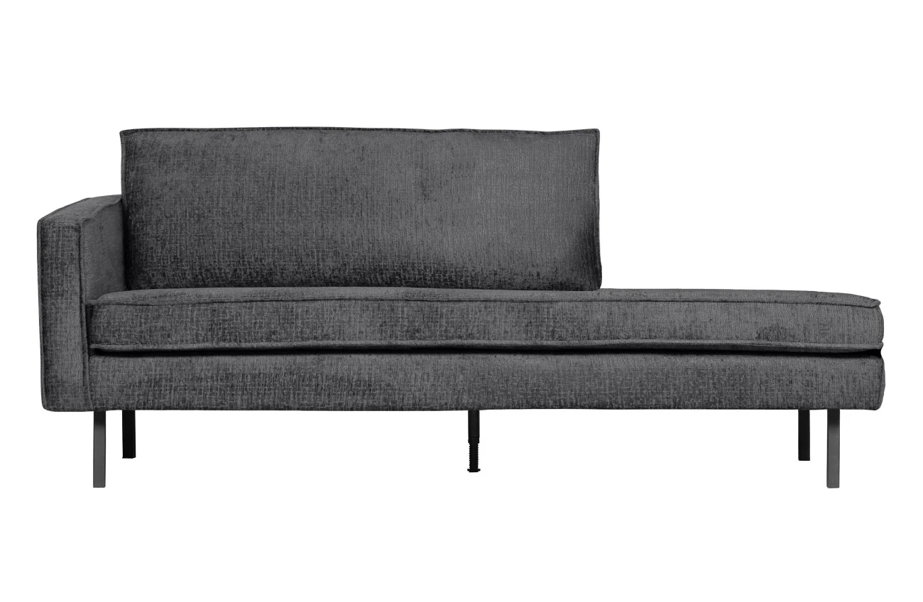 Daybed Rodeo aus Struktursamt, modern und gepolstert, links, dunkelgrau Mountain - Woood