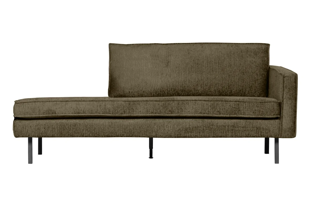 Daybed Rodeo aus Struktursamt, modern und gepolstert, rechts, dunkelgrün, elegantes Design - Woood