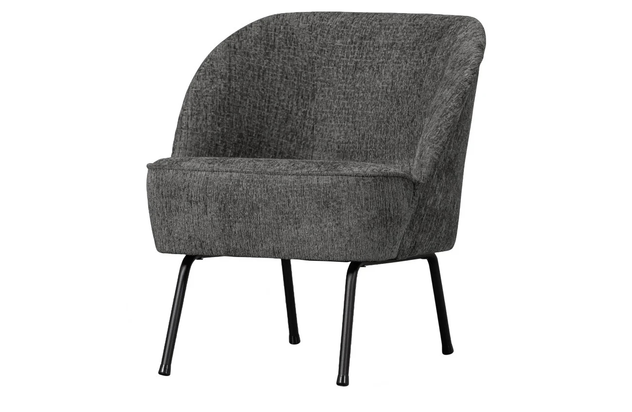 Sessel Vogue aus Struktursamt, modern, dunkelgrau Mountain, weiche Polsterung, Metallgestell - Woood