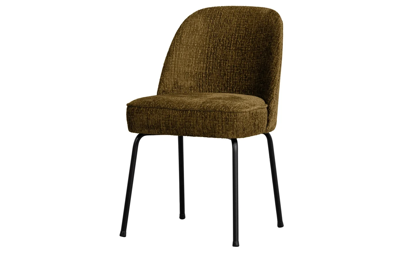 Esszimmerstuhl Vogue aus Struktursamt, modern gepolstert, Brass Braun, Metallgestell schwarz - Woood
