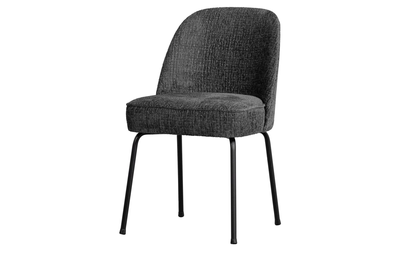 Esszimmerstuhl Vogue aus Struktursamt, modern gepolstert, dunkelgrau, stabiles Metallgestell - Woood