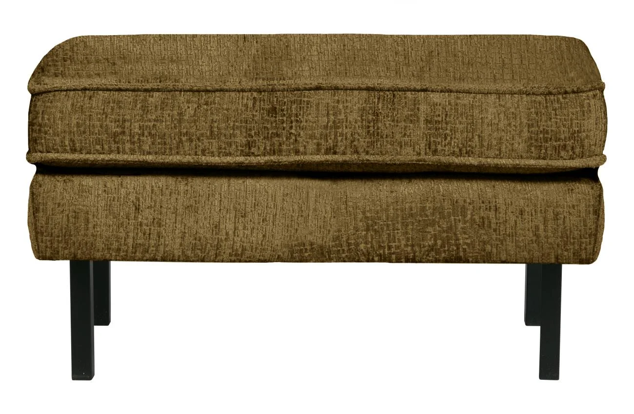 Hocker Rodeo aus Struktursamt, modernes Design, brass braun, gepolstert, Metallgestell - Woood