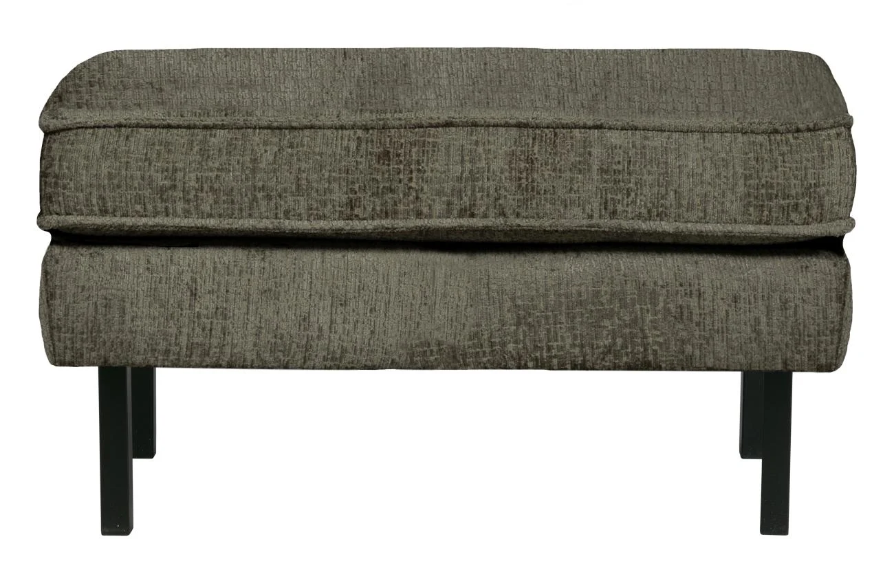 Hocker Rodeo aus Struktursamt, modernes Design, frostgraugrün, gepolstert, Metallgestell - Woood