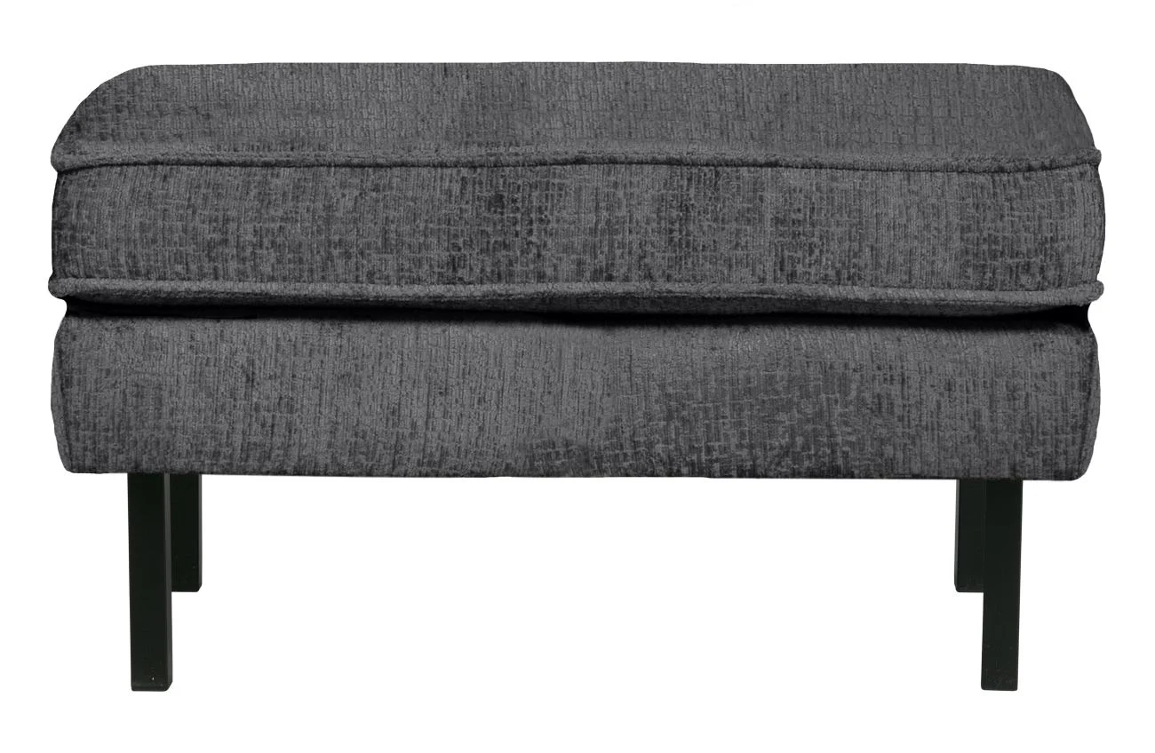 Hocker Rodeo aus Struktursamt, modern gepolstert, dunkelgrau Mountain, Metallgestell - Woood