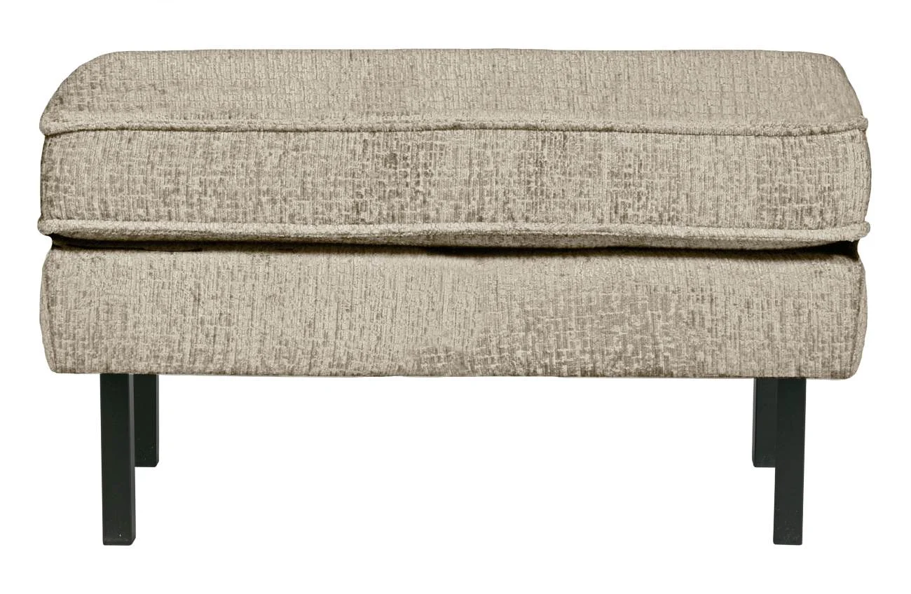 Hocker Rodeo aus Struktursamt, modern und gepolstert, Farbe Wheatfield, creme, Metallgestell - Woood