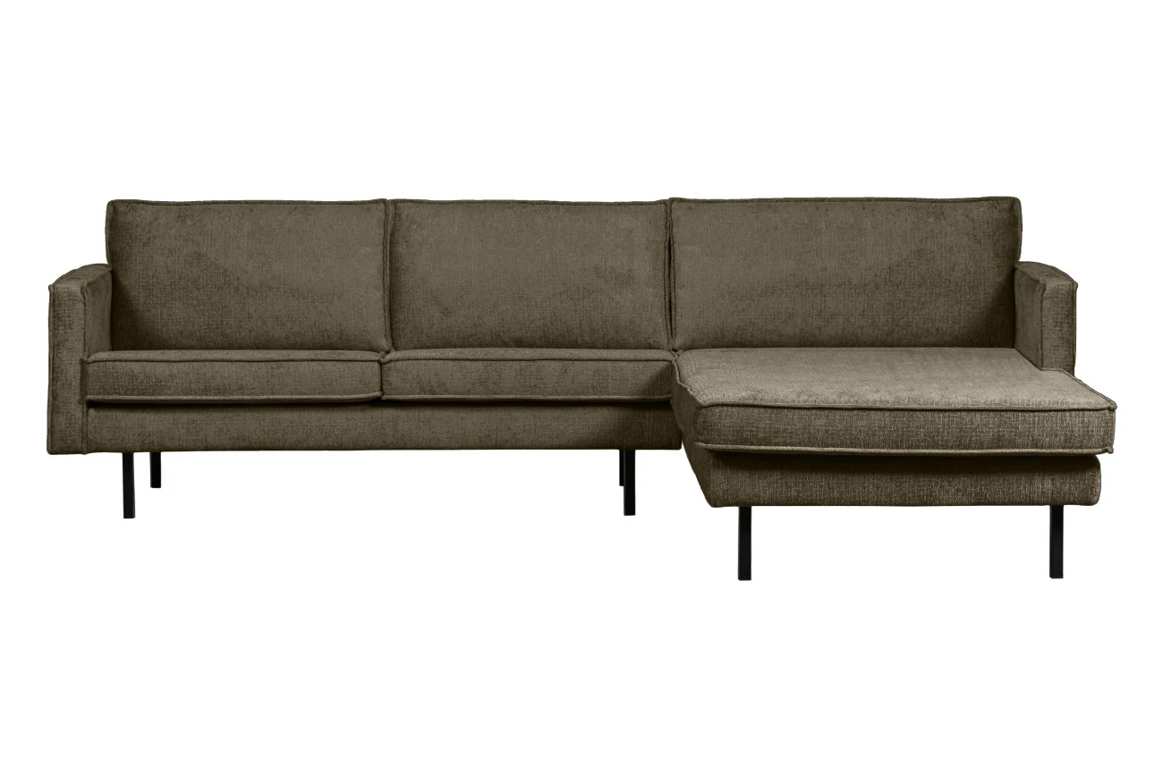 Ecksofa Chaiselongue Rodeo Struktursamt, modern, rechts, dunkelgrün, bequem für 4-5 Personen