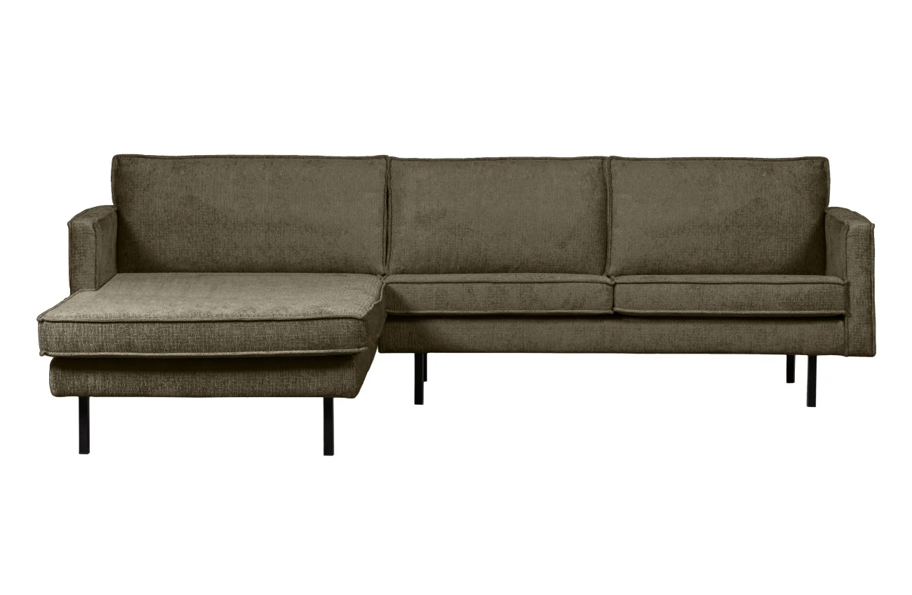 Ecksofa Rodeo aus Struktursamt, modern und gepolstert, dunkelgrün, links, 4-5 Sitzplätze