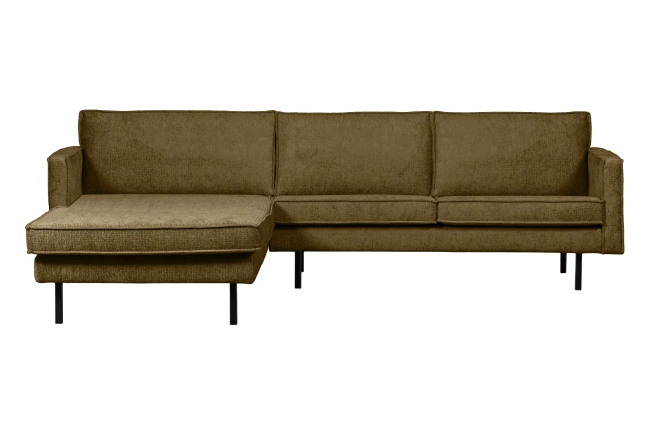 Chaiselongue Rodeo aus Struktursamt, modern und komfortabel, links, brass braun, für 4–5 Personen - Woood