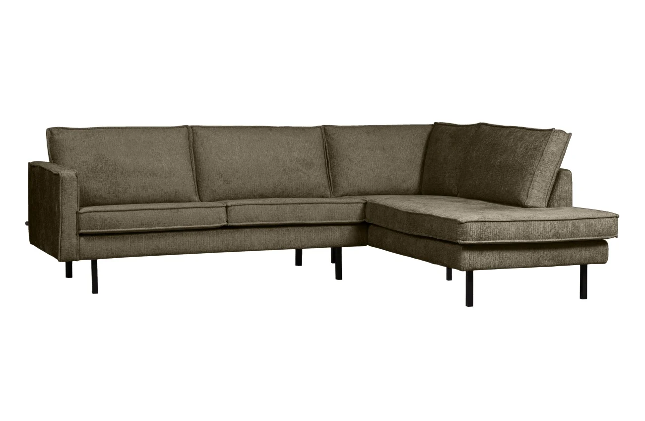 Ecksofa Rodeo aus Struktursamt, modern und komfortabel, rechts, dunkelgrün Bonsai - Woood
