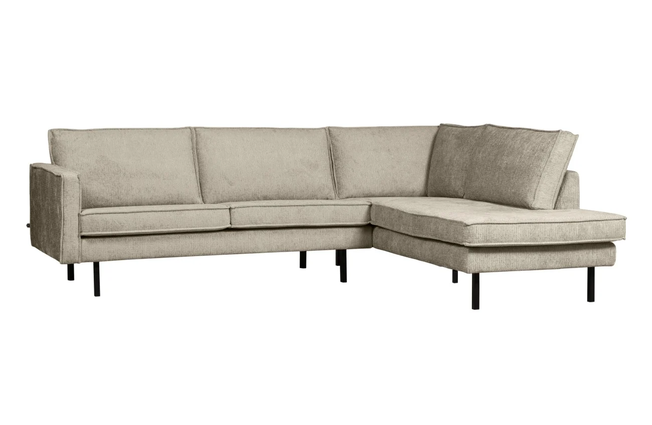 Ecksofa Rodeo aus Struktursamt, modern und komfortabel, rechts, creme Wheatfield - Woood
