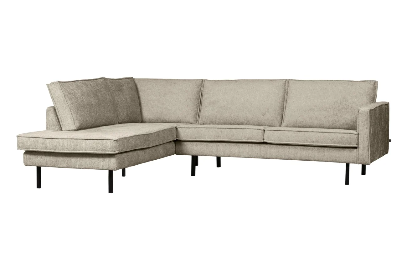 Ecksofa Rodeo aus Struktursamt, modern und komfortabel, links, Creme Wheatfield - Woood