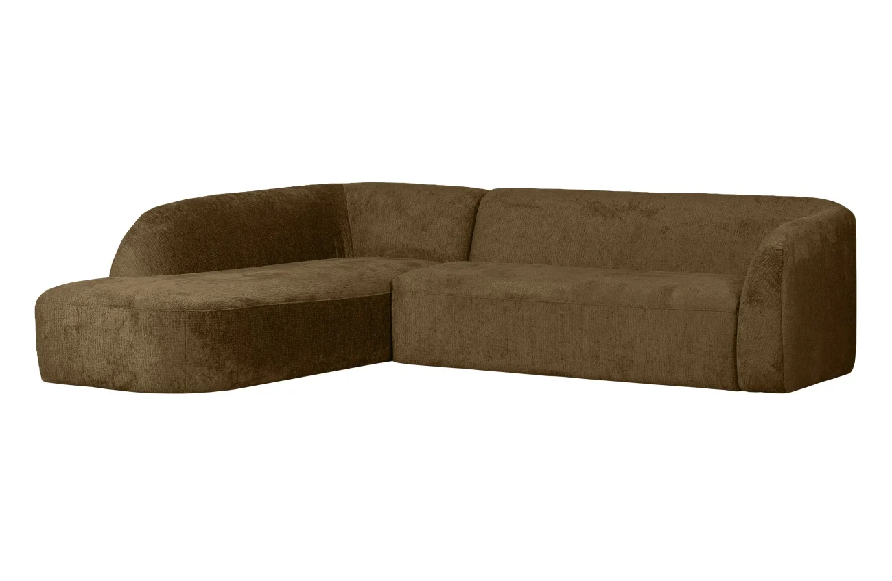 Ecksofa Sloping aus Struktursamt, modern und bequem, links, braun brass, 4–5 Sitzplätze - Woood