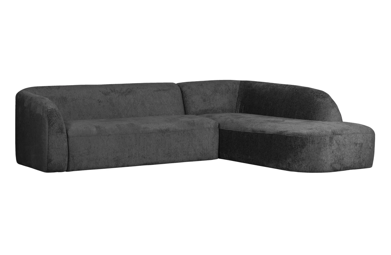 Ecksofa Sloping aus Struktursamt, modern und elegant, Rechtsausführung, dunkelgrau Mountain - Woood