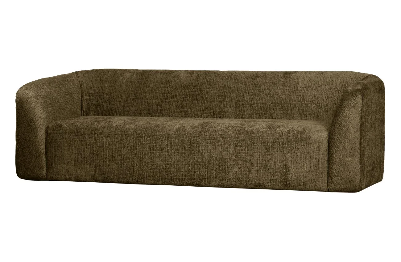Sofa Sloping 3-Sitzer aus Struktursamt, modern, dunkelgrün Bonsai, elegantes Design, bequem gepolstert