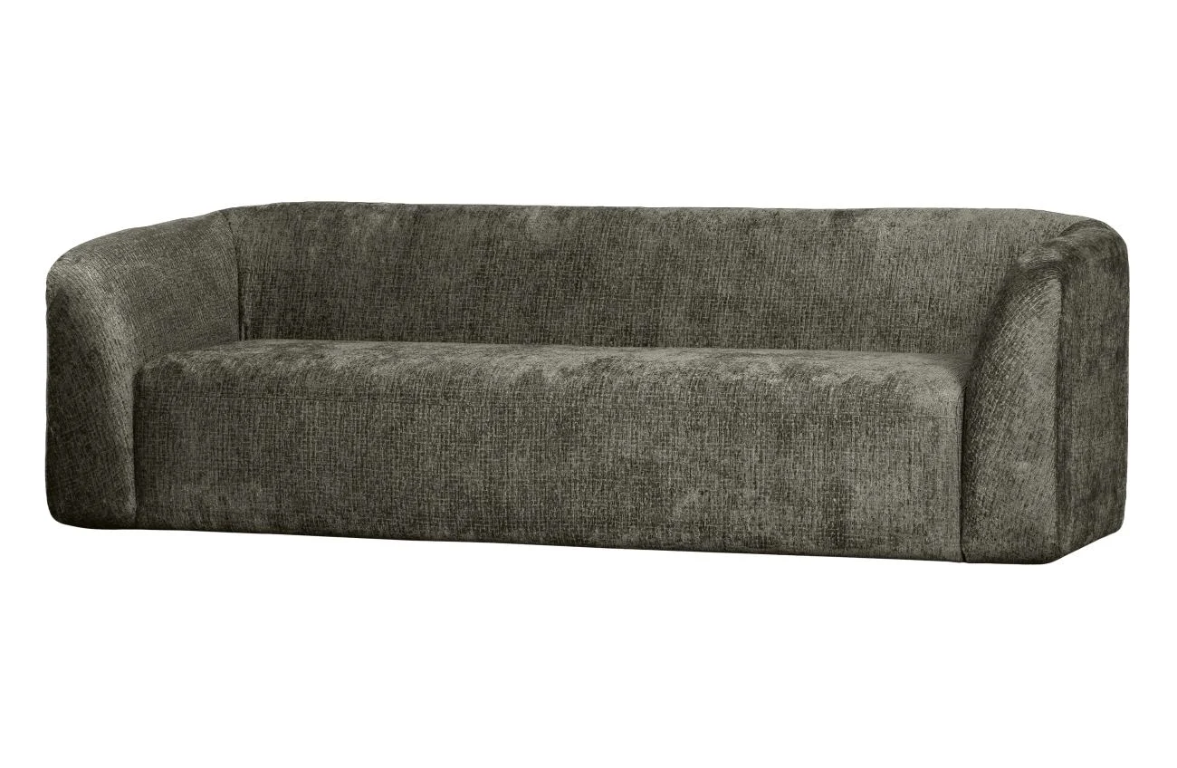Sofa Sloping 3-Sitzer aus Struktursamt, modern, Graugrün Frost, weich gepolstert, elegantes Design