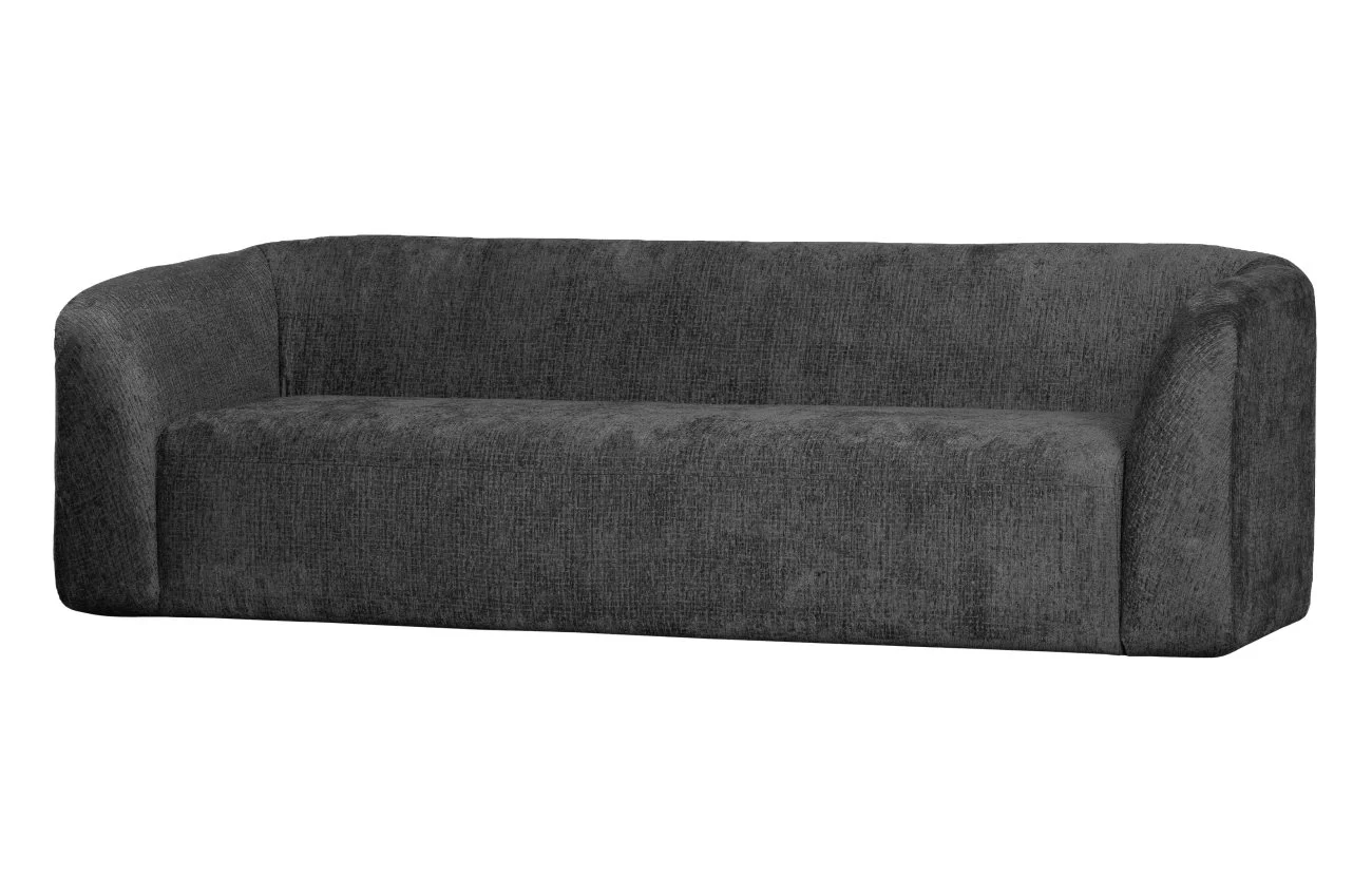Sofa Sloping 3-Sitzer aus Struktursamt, modern, dunkelgrau Mountain, weich gepolstert