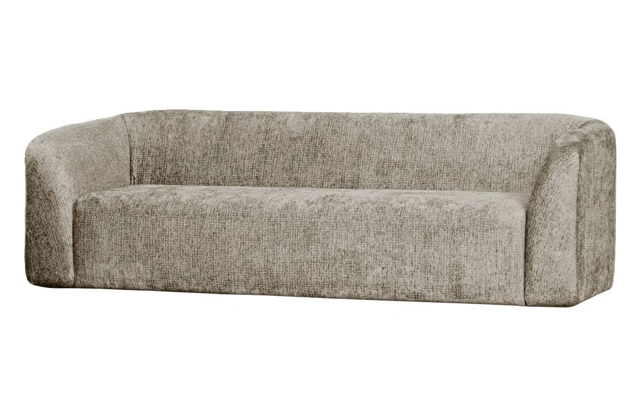 Sofa Sloping 3-Sitzer aus Struktursamt, modern, creme Wheatfield, weich gepolstert, pflegeleicht