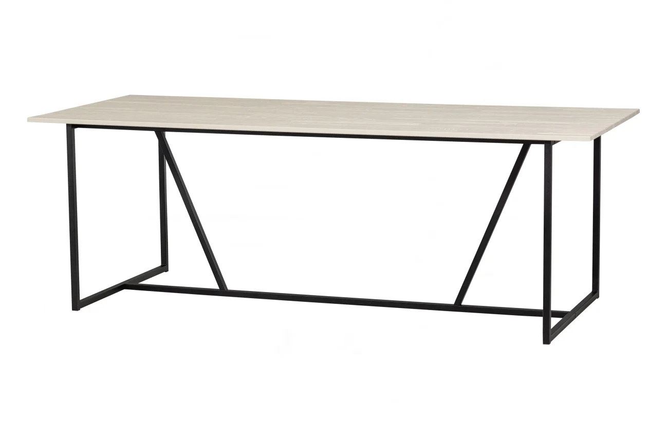 Esstisch Silas aus Eschenholz, modernes Design, hellgrau, 220 cm, geeignet für 6–8 Personen - Woood