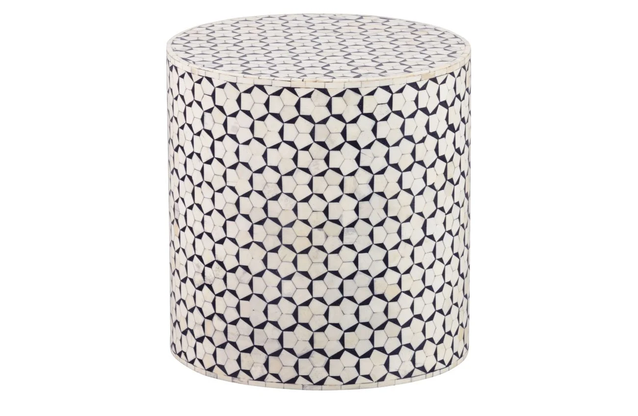 Beistelltisch Neva aus Carb-MDF, Retro Chic Design, rund, weiß, Ø 37 cm, für Indoor