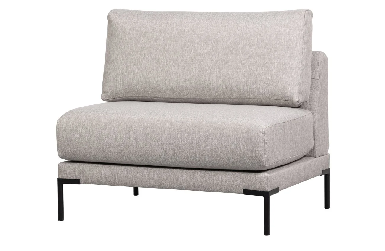 Bank Couple Element aus Melange-Stoff, modern gepolstert, hellgrau, 100 cm breite Sitzfläche