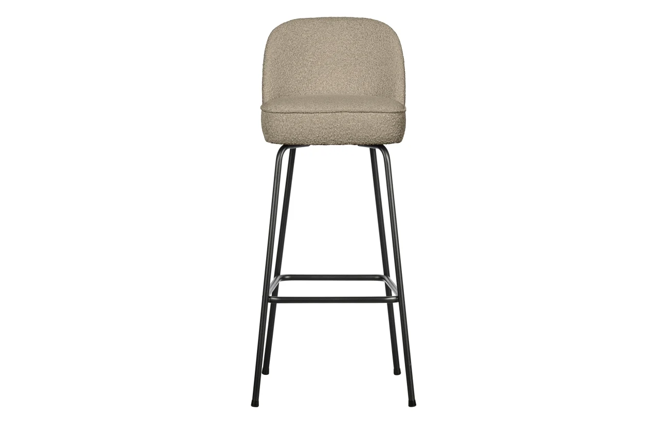 Barhocker Vogue aus Bouclé-Stoff, modern, gepolstert, Beige, elegantes Metallgestell