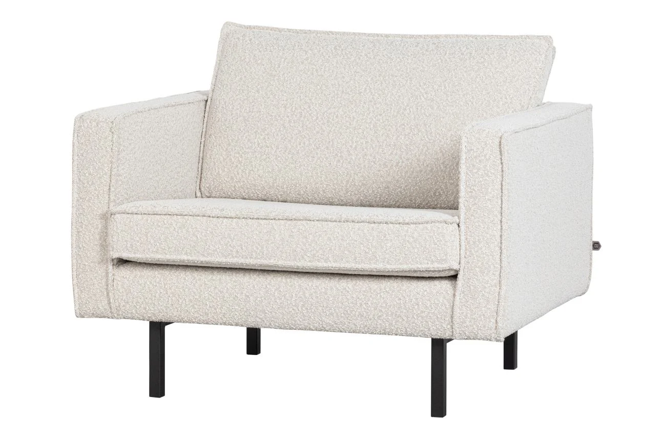 Sessel Rodeo aus Boucle-Stoff, modernes Design, Natur Cremeweiß, gepolstert für höchsten Komfort