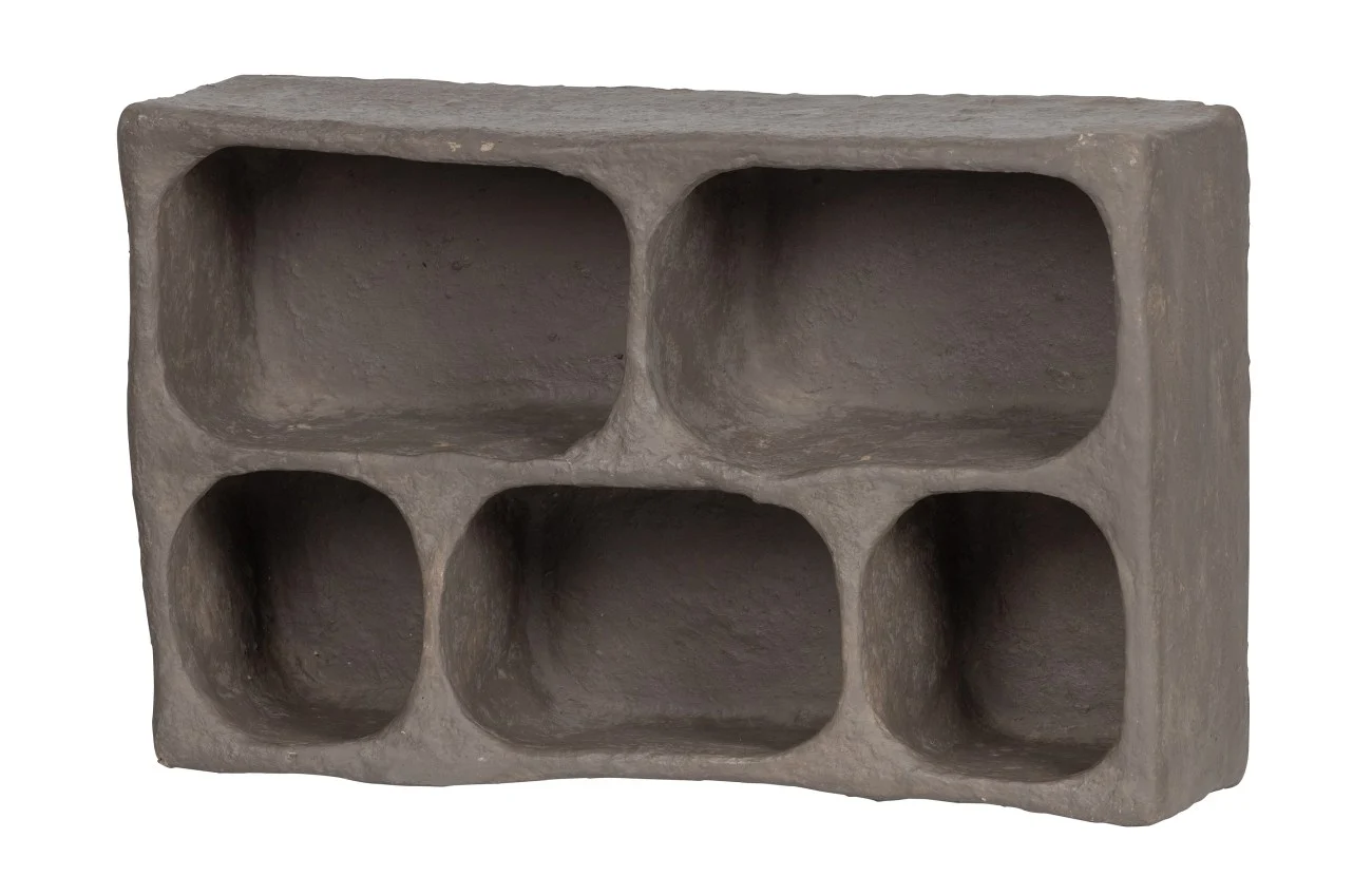Wandregal Clay aus Pappmaché, modern, handgefertigt, Grau, 5 Fächer, Unikat - Woood