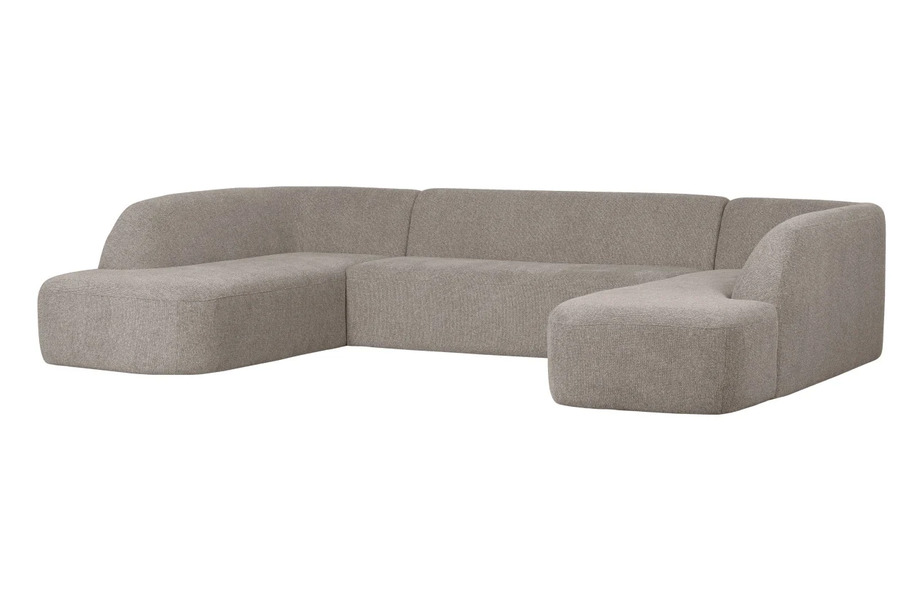 Sofa Sloping in U-Form, weicher Melange-Stoff, modern, hellgrau, 6-7 Sitzplätze