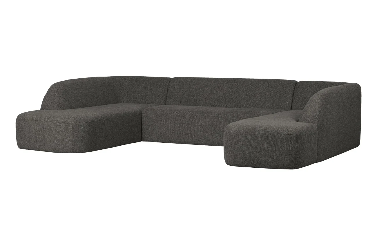 Sofa Sloping U-Form aus Melange-Stoff, modern, Chenille, Dunkelgrau, 6–7 Sitzplätze