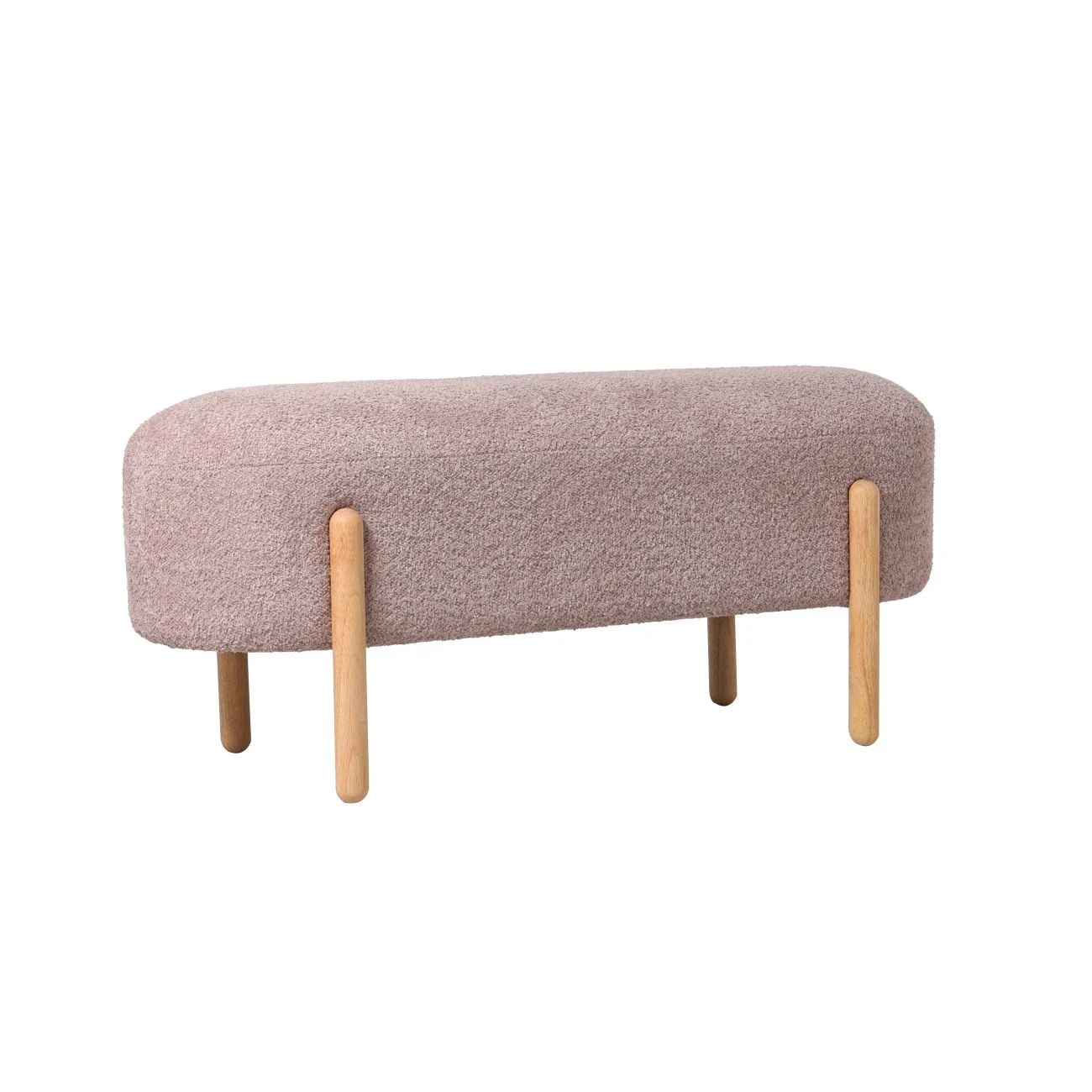 Bank Dayla aus Boucle-Stoff, modern skandinavisch, altrosa, gepolstert, Gestell Kautschukholz