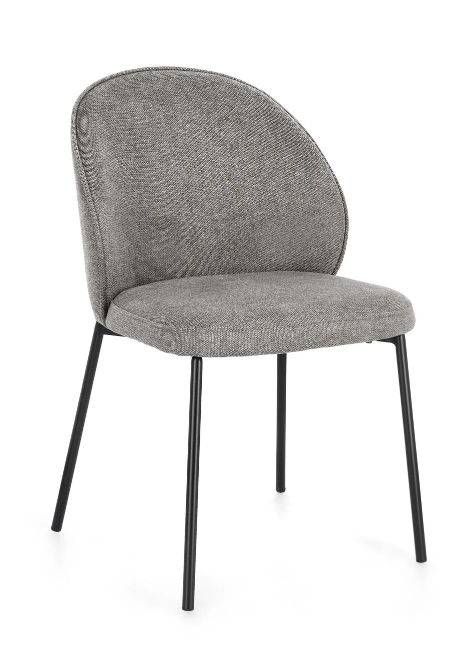 Esszimmerstuhl Wendy aus Stoff, modern gepolstert, schwarz/grau, stabiles Metallgestell - Bizzotto