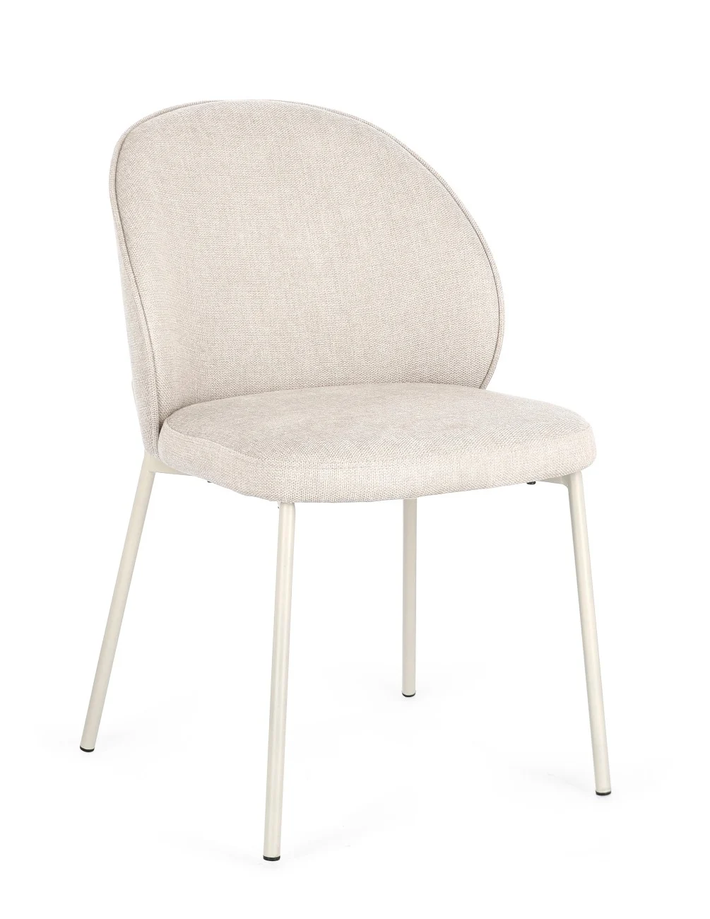 Esszimmerstuhl Wendy aus Stoff, modern gepolstert, Beige, Metallgestell, elegantes Design - Bizzotto