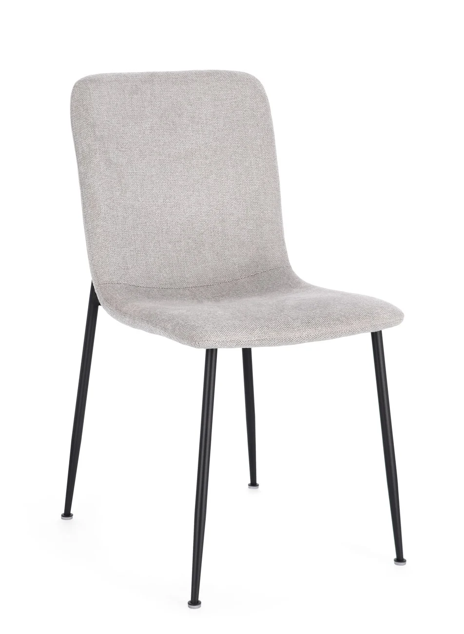 Esszimmerstuhl Rinas 4er-Set aus Stoff, modernes Design, hellgrau, gepolstert für mehr Komfort