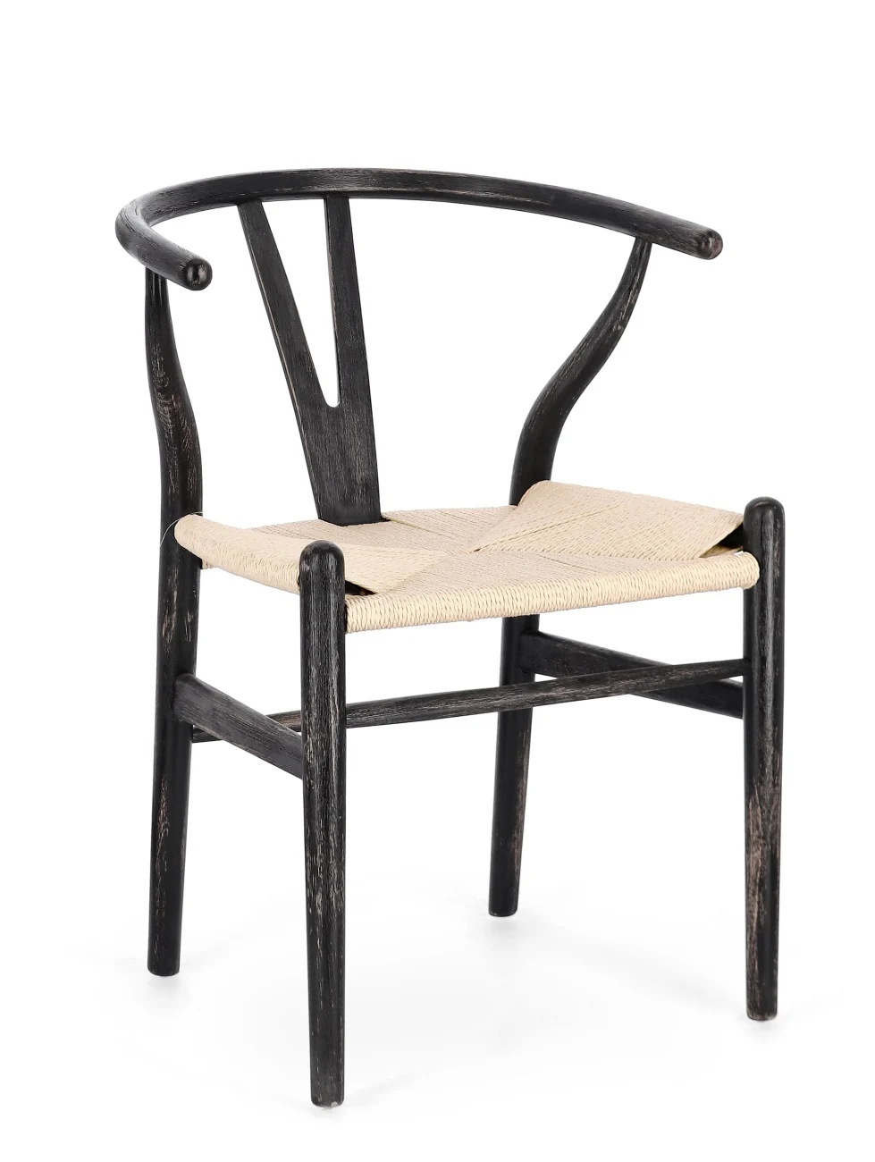 Esszimmerstuhl Artemia aus Buchenholz, klassisch, Landhausstil, Natur Schwarz, 4-Fuß-Gestell