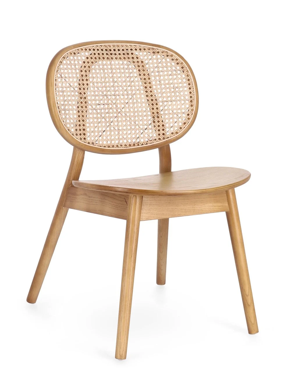 Esszimmerstuhl Adolis aus Ulmenholz, skandinavisches Design, Natur, Rattansitz, Bizzotto