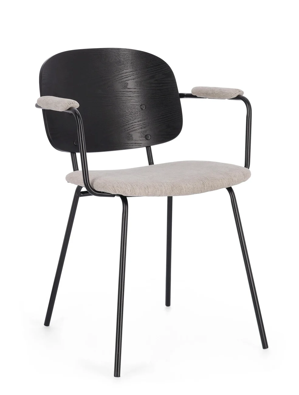 Esszimmerstuhl Sienna aus Stoff, skandinavischer Stil, Natur, gepolstert und mit Metallgestell - Bizzotto