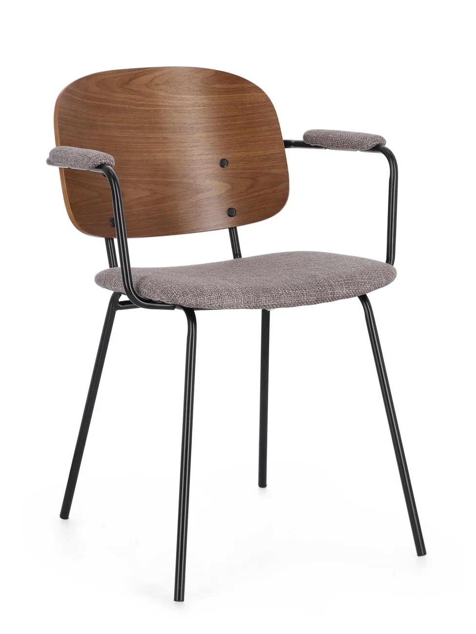 Esszimmerstuhl Sienna aus Stoff, skandinavischer Stil, grau, gepolstert, Metallgestell - Bizzotto
