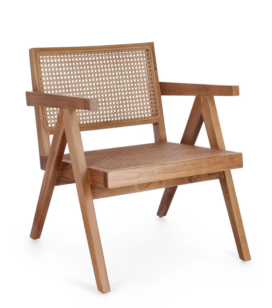 Sessel Galia aus Teakholz und Rattan, skandinavischer Stil, natur, bequem für Dein Zuhause - Bizzotto