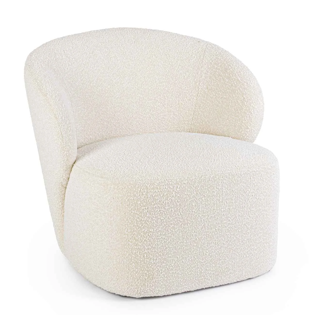 Sessel Babila aus Boucle-Stoff, modernes Design, Natur, gepolstert und bequem für Dein Zuhause