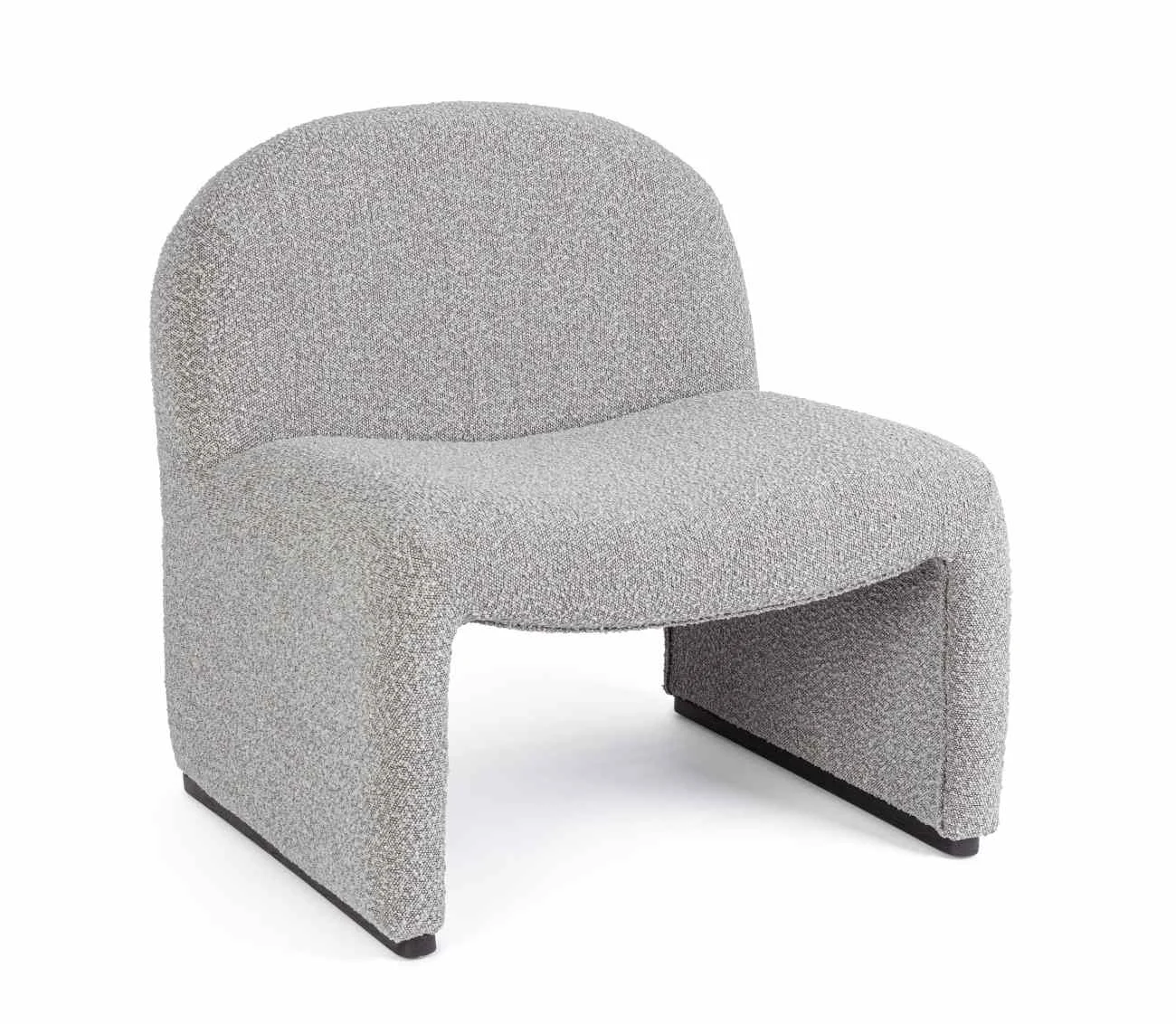 Sessel Bassilla aus Boucle-Stoff, modernes Design, Grau, gepolstert, Bizzotto