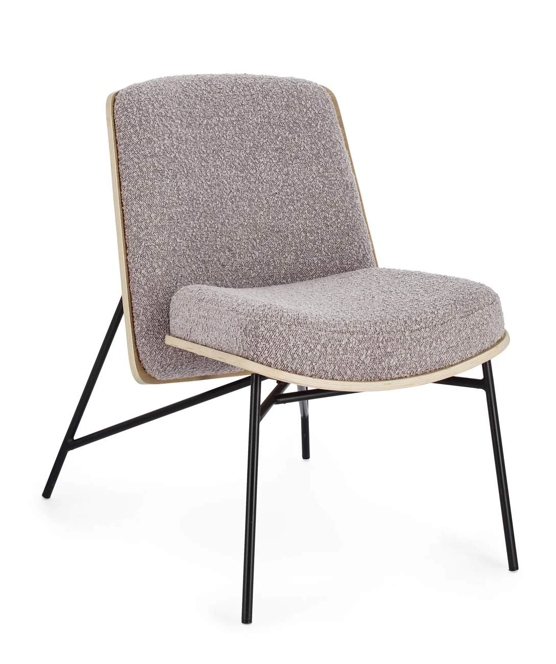 Sessel Emerson aus Boucle-Stoff, modernes Design, skandinavischer Stil, braun, gepolstert