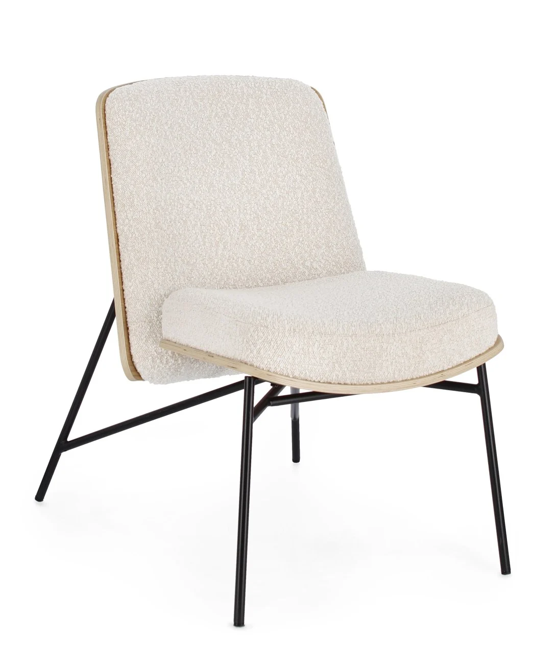 Sessel Emerson aus Boucle-Stoff, modernes Design, skandinavischer Stil, beige, gepolstert, Metallgestell