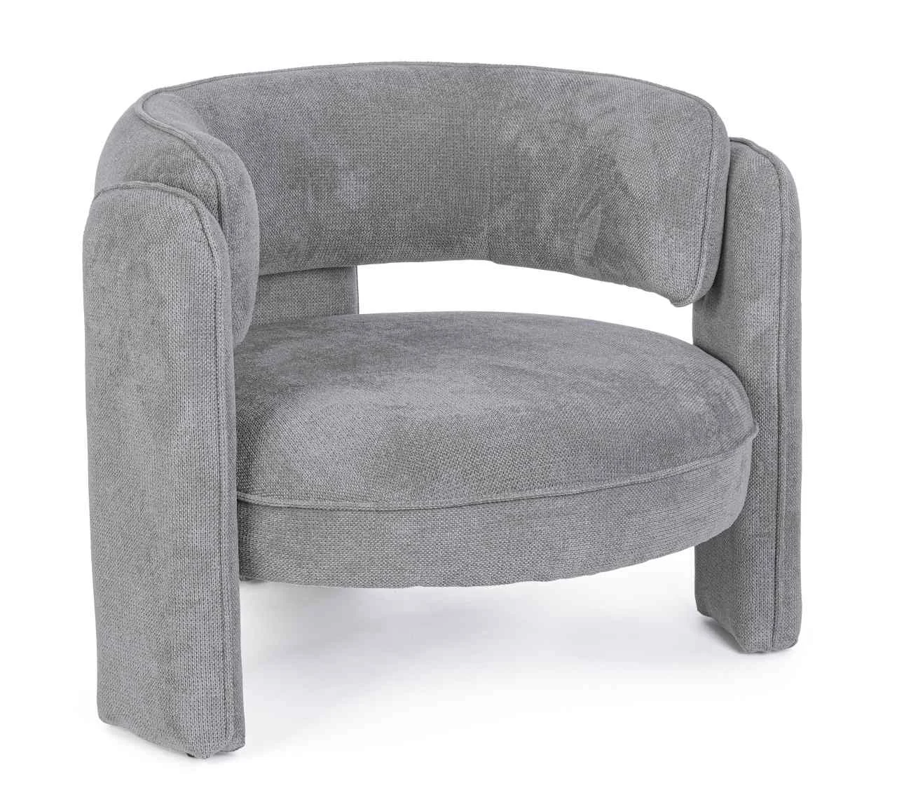 Sessel Aisha aus Stoff, modernes Design, gepolstert, Grau, verstellbare Holzbeine, Bizzotto