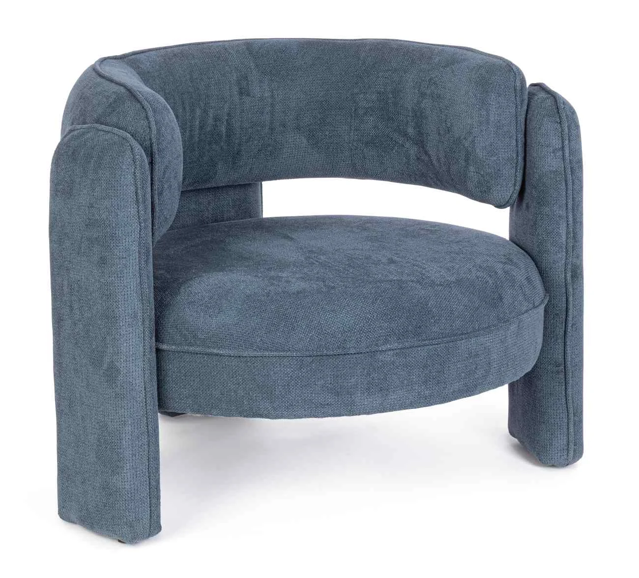 Sessel Aisha aus Stoff, modernes Design, gepolstert, Blau, verstellbare Holzbeine, komfortabel - Bizzotto