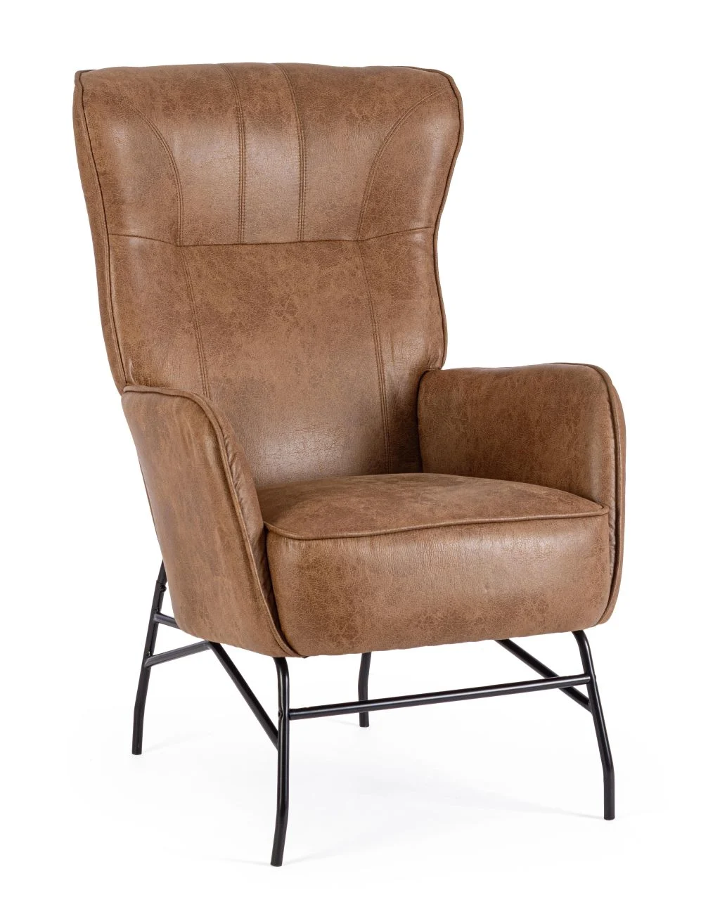 Sessel Nasira aus Kunstleder, klassisches Design, braun, gepolstert, Metallgestell - Bizzotto