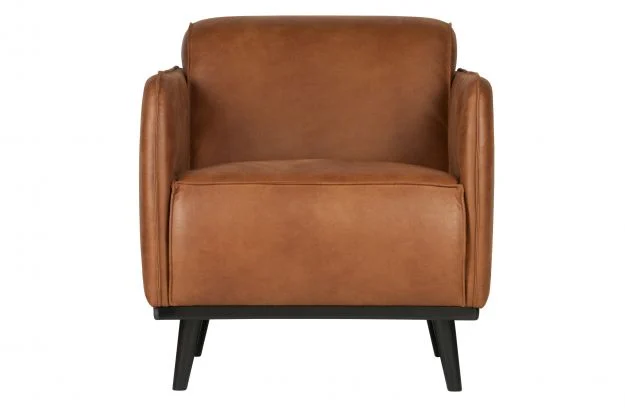Sessel Statement Lederoptik, modern und gepolstert, Cognac, stabiles Birkenholzgestell - Woood