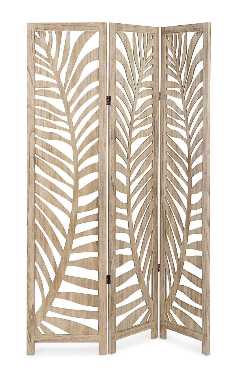 Paravent Farn aus Paulowniaholz, klassisches Design, natur, klappbar, für den Innenbereich - Bizzotto