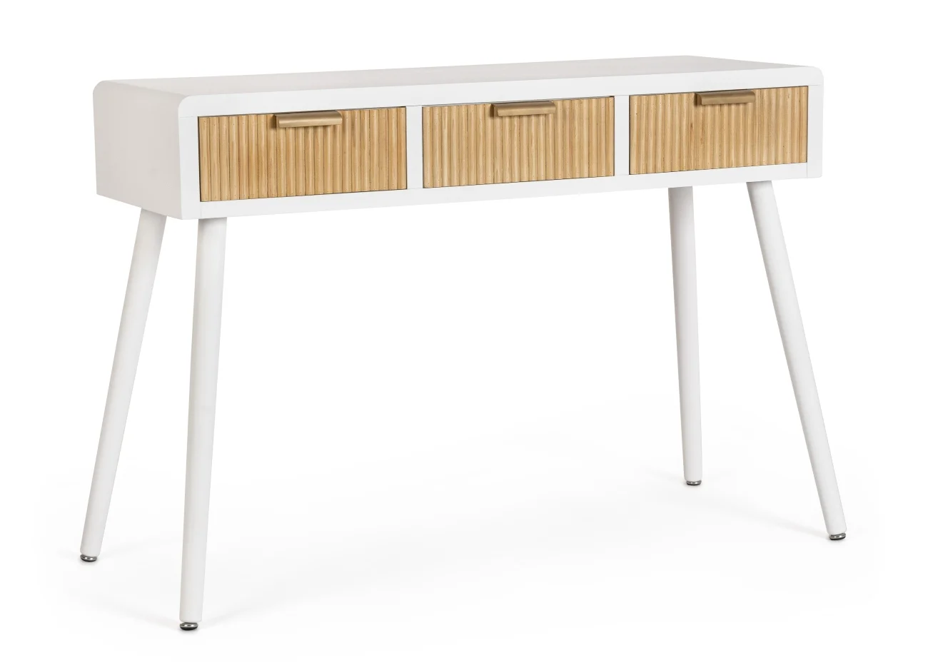 Konsole Charley aus Paulowniaholz, skandinavischer Stil, weiß natur, 3 Schubladen, 110 cm - Bizzotto