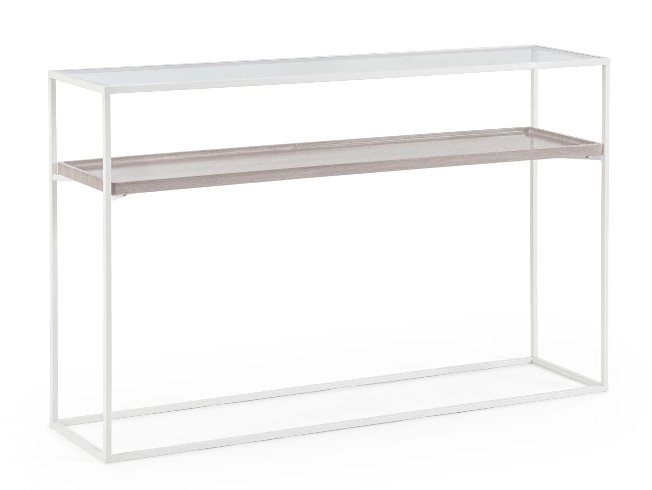 Konsole Laurel aus Metall und Glas, modern, Weiß, 120 cm Breite, elegantes Design - Bizzotto